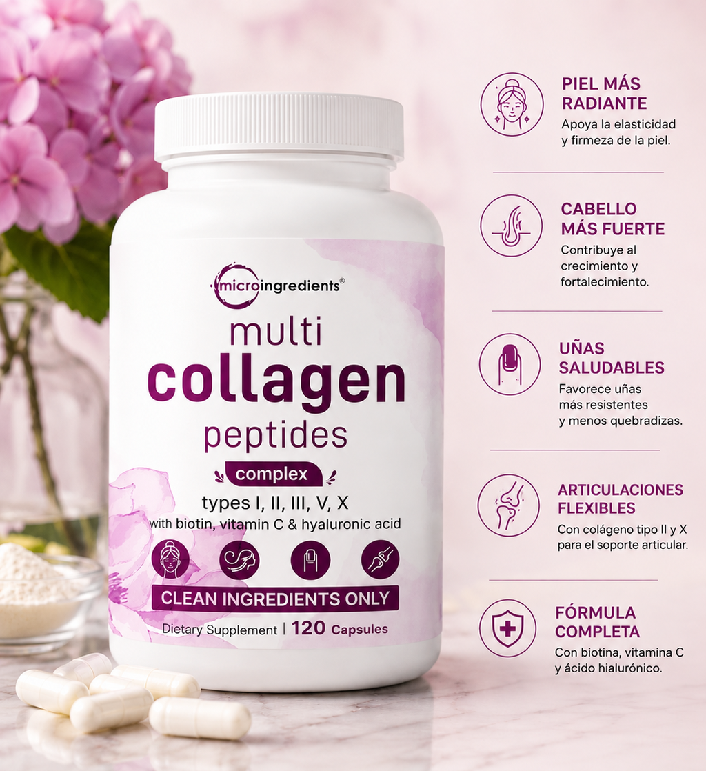 Cápsulas de Colágeno con Vitamina C – Cuidado Diario para Piel, Cabello y Uñas
