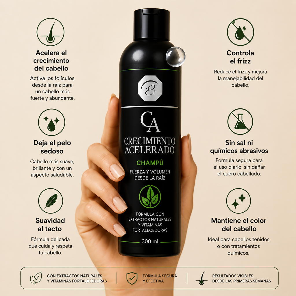 Champú Crecimiento Acelerado – Fuerza, Volumen y Cuidado Capilar (300 ml)