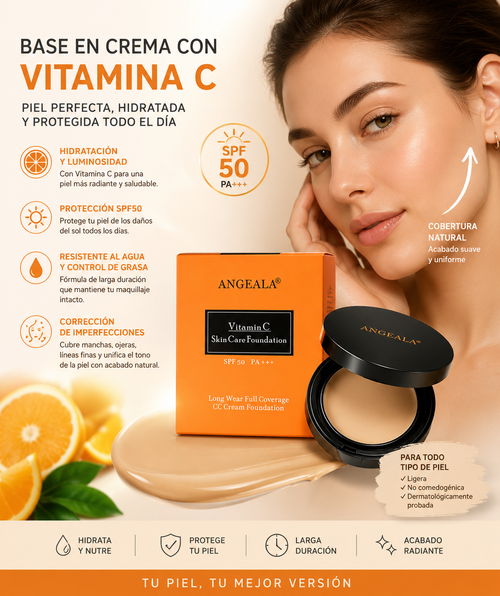 Base en Crema con Vitamina C SPF50 – Cobertura Natural e Hidratación (15 g)