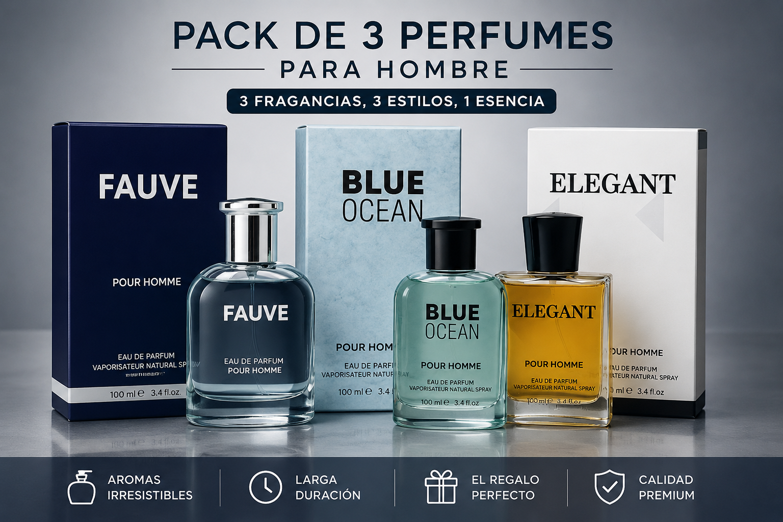 Pack de 3 Perfumes – Fragancias Surtidas para Hombre o Mujer