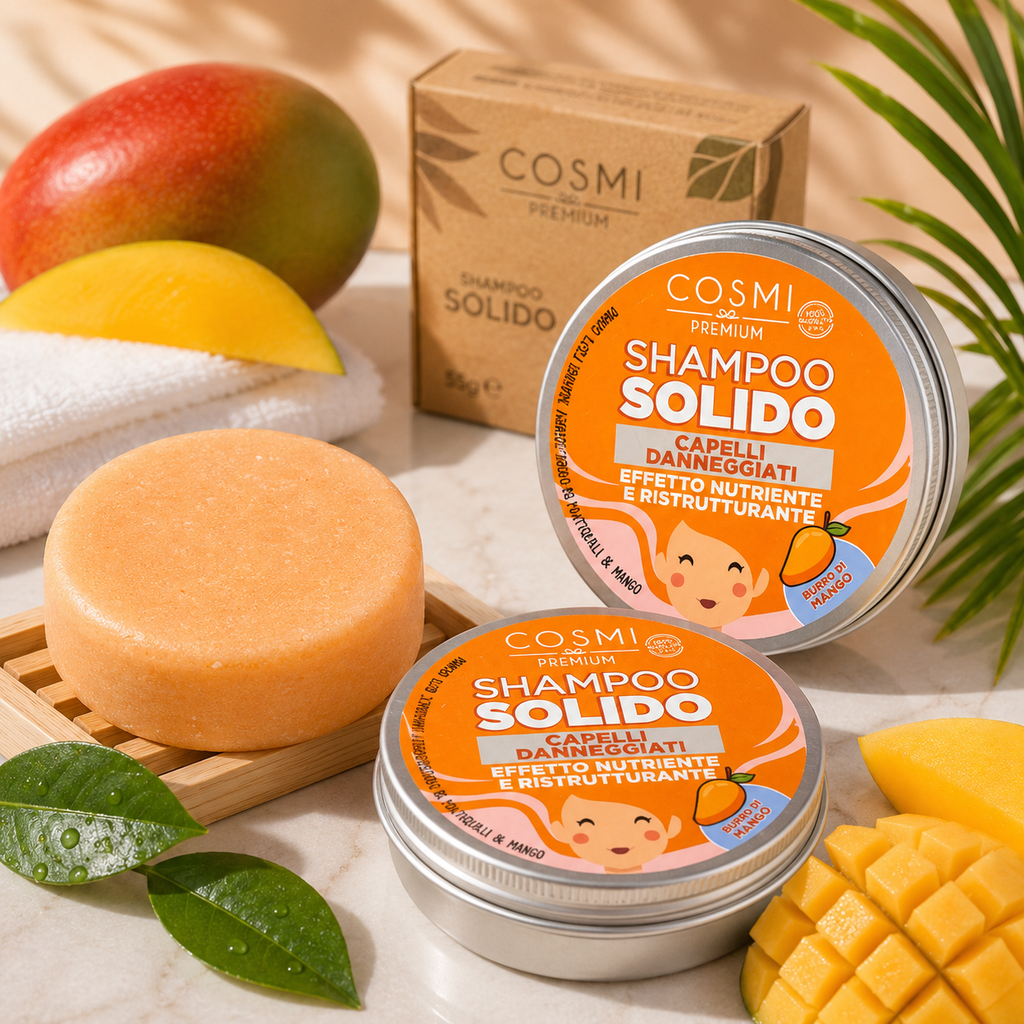Champú Sólido de Mango – Limpieza Natural y Aroma Tropical (55g)