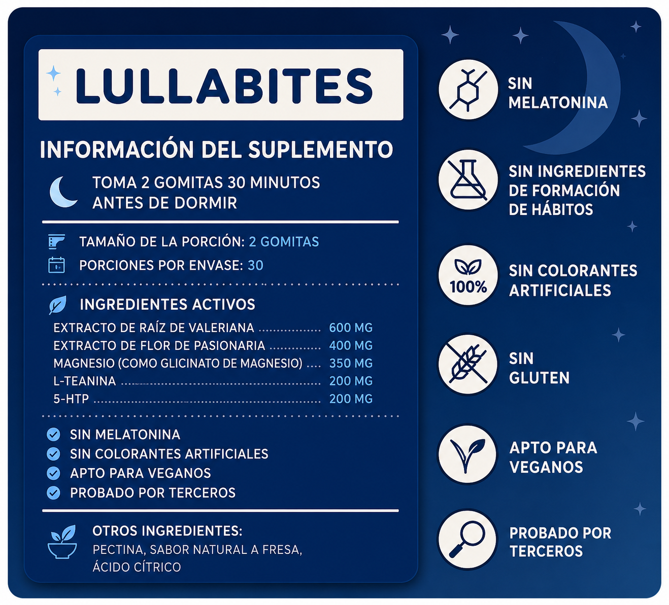 LullaBites™ – Gummies Naturales para tu Rutina Nocturna (60 unidades)
