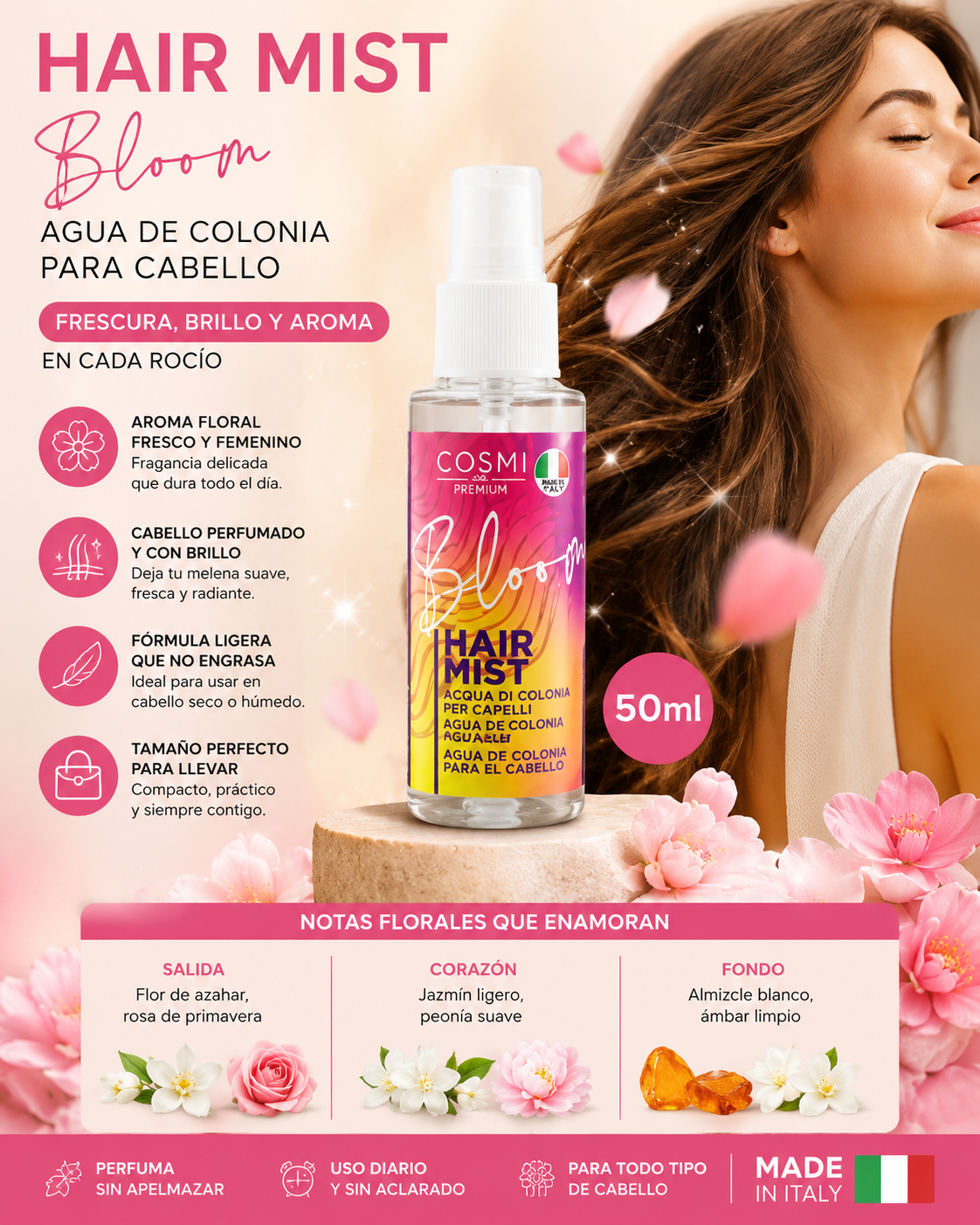 Agua de Colonia Bloom para Cabello – Hair Mist Floral 50 ml