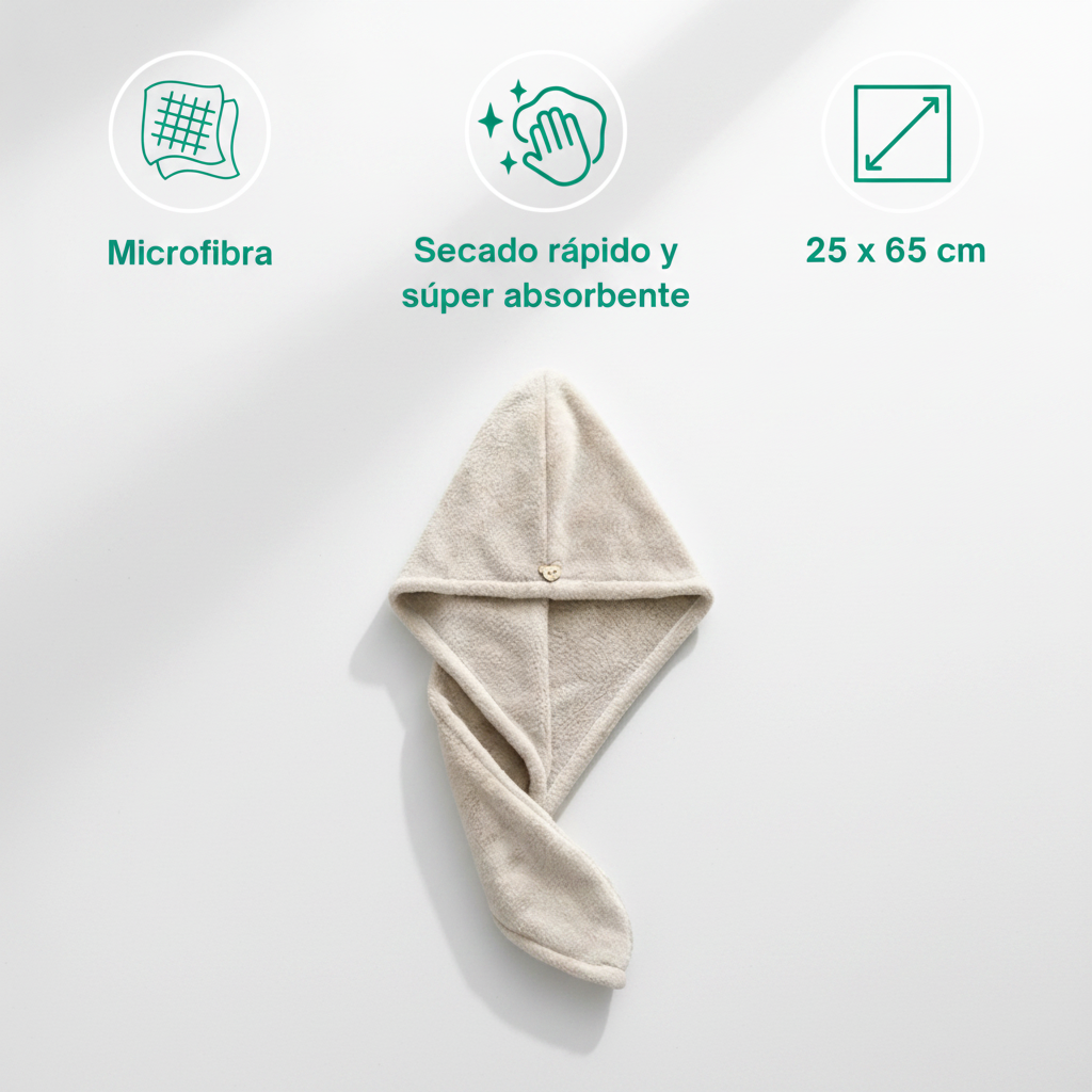 Toalla de Microfibra para Cabello – Secado Rápido y Antifrizz